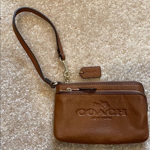 Coach Cognac Leather Wristlet